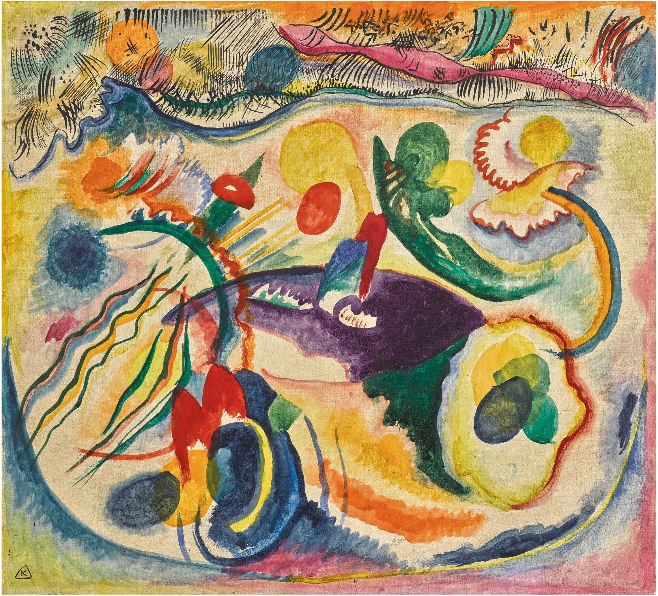 Wassily Kandinsky (1866-1944) Zum thema jüngstes gericht (1913)