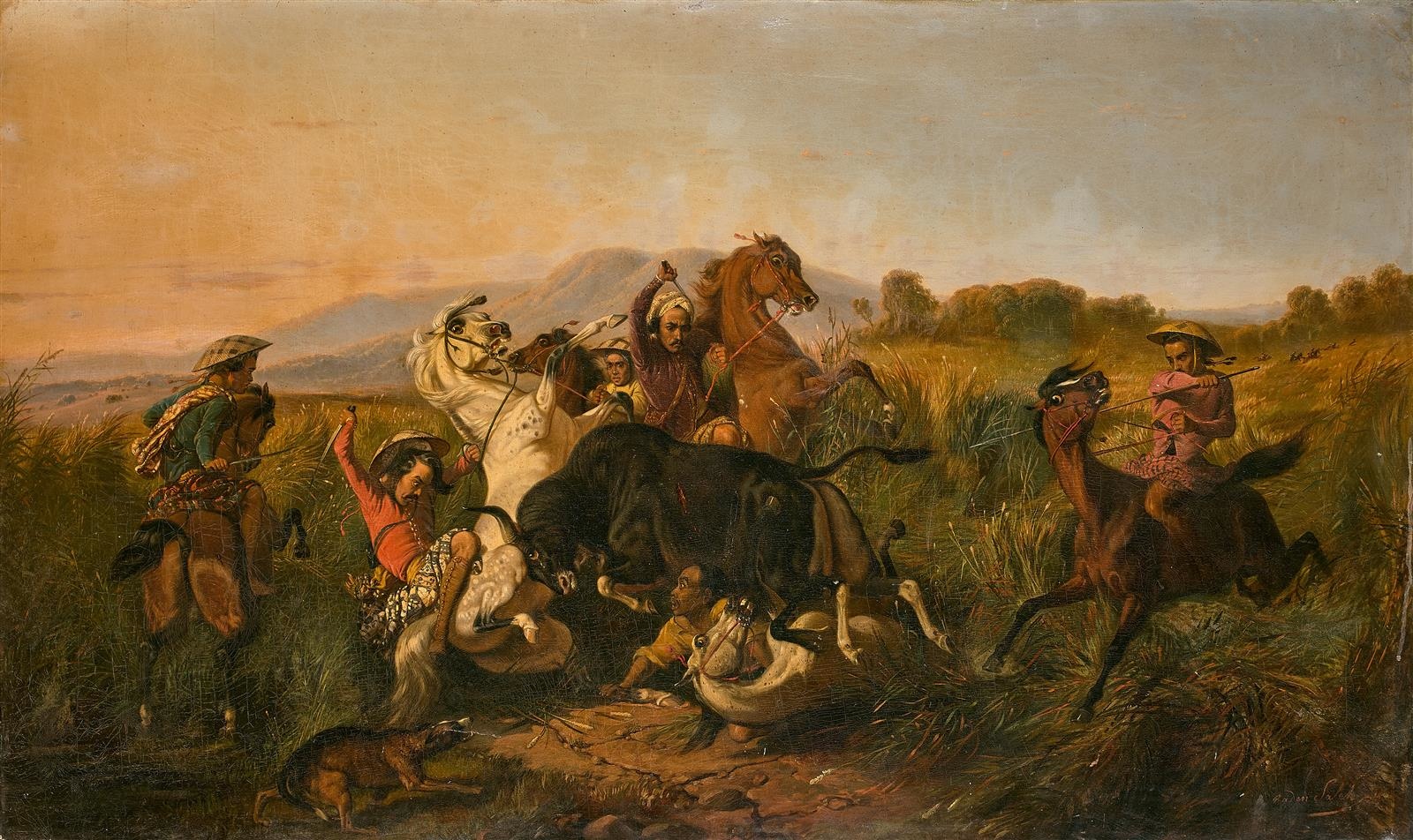 Raden Saleh (1814-1880) 《The Wild Bull Hunting (Banteng)》