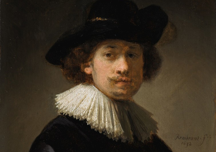 伦勃朗（Rembrandt）《Autoportrait coiffé d'une collerette et d'un chapeau noir》
