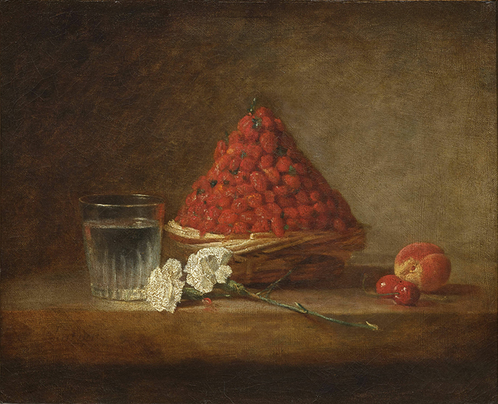 Jean-Baptiste Siméon CHARDIN (1699-1779) The basket of wild strawberries. Oil on canvas, 38 x 46 cm