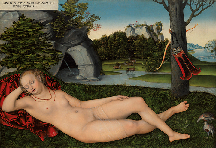 The Nymph of the Spring. Oil on panel, 82.1 x 120.5 cm Lucas CRANACH the Elder (1472-1553)
